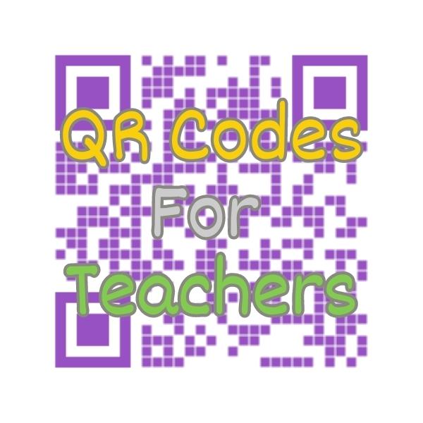 QR Code picture with a title of three rows for the words of QR Codes For Teachers
